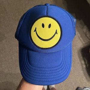 Aviator Nation Blue Smiley Face Trucker Hat